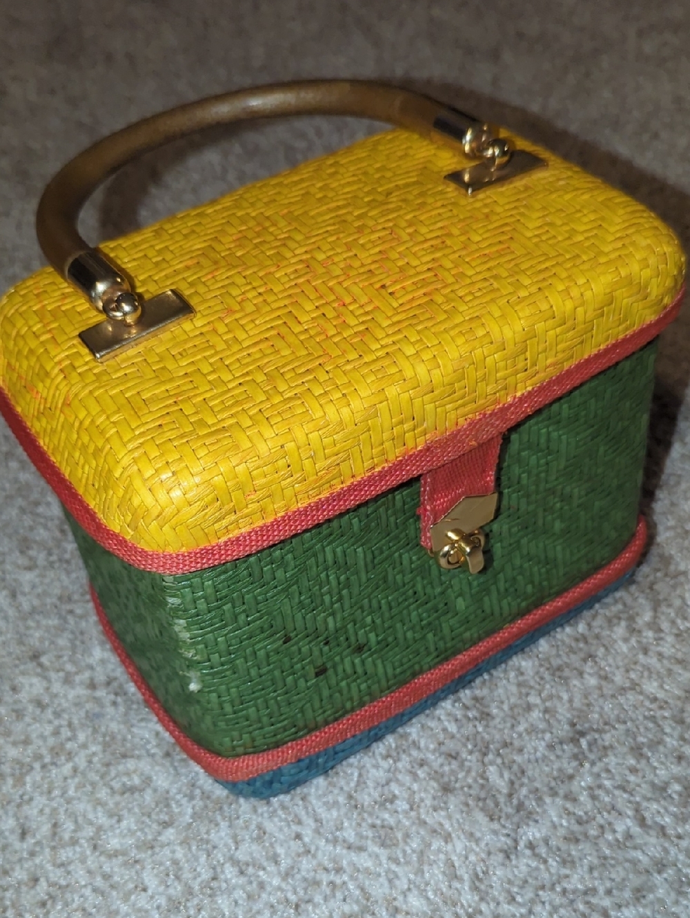 Multicolor Woven Top-Handle Jewelry Case/Purse
